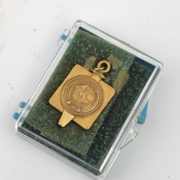 Vintage  diamond chips 2, pendant fob, DOJ INS legacy gold filled10K - Picture 2 of 8